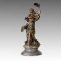 Danse Statue Femme et Drum Bronze Sculpture TPE-002